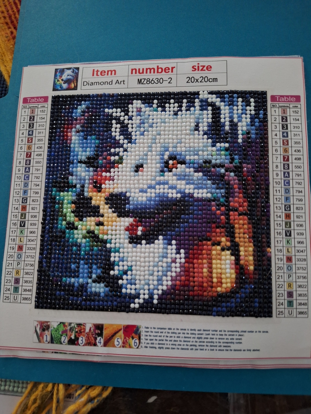 Diamond Art Small Pets Mosaic Kit - White Blue Wolf